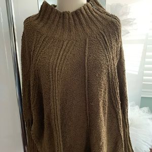 Free People Oversized Olive Sweater Zipper Size XS/S